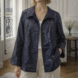 New Simonton Says By George Simonton Jacket Linen Blue Size 1X